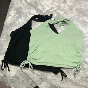 TWO hollister tie back halter tops - size large